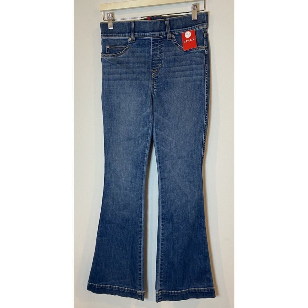 NWT Spanx Jeans Pull On Flare Vintage Indigo Small Petite New